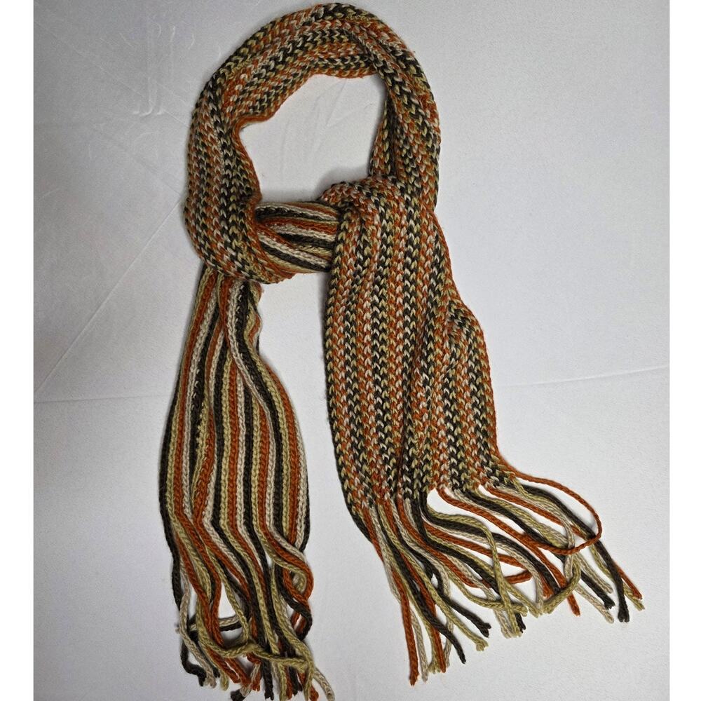 vintage multicolored striped knit scarf